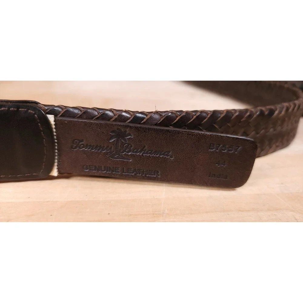 Tommy Bahama Belt Mens Size 44 Brown Woven Braided Leather‎ B7557
